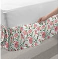thumbnail image 2 of Watercolor Flowers Bed Skirt, Flourishing Lilies Wild Blooms Nature Vegetation Fragrance, Elastic Bedskirt Dust Ruffle Wrap Around for Bedding Decor, 4 Sizes, Reseda Green Pale Pink, by Ambesonne, 2 of 2