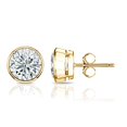thumbnail image 2 of 1.40 Carat Lab Grown Diamond Stud Earrings in 14k Yellow Gold Round (cttw, I-J, VS1-VS2) Bezel-set, Push-backs by Diamond Wish, 2 of 3