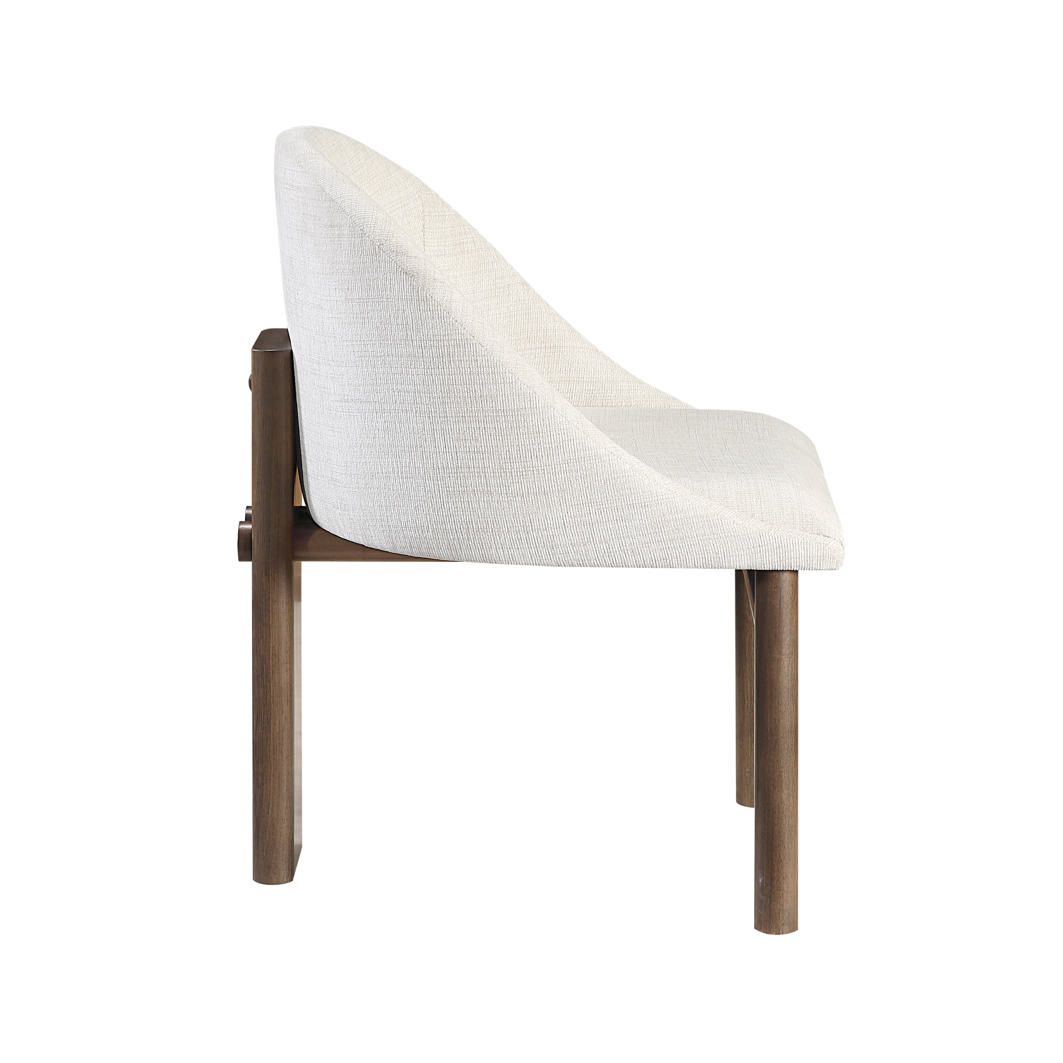 Ouida Beige Linen & Brown Side Chair (Set-2)