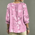 thumbnail image 5 of Women's 3/4 Sleeve V Neck Floral Print Ruffle Blouses Tie Front Flowy Boho Tops Lightweight Woven Casual Shirts Trendy 2026 Summer Beach Outfits Pink 2XL, 5 of 5