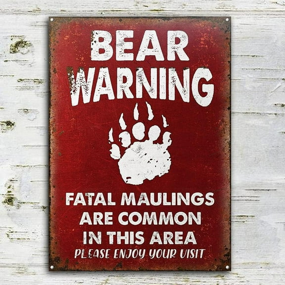 Bear Warning Funny Metal Sign Beware of Bears Sign Bear Lover Gift Bear Cabin Sign Warning Bears Sign Iron Poster 8x12 inch