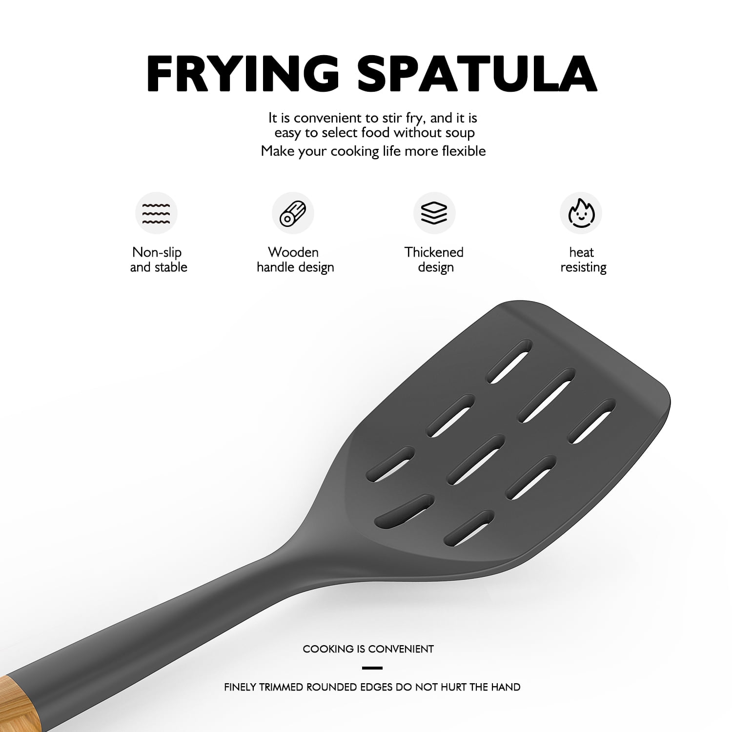 Heat Resistant Cooking Utensil Set - Non-Stick Silicone, BPA & Latex Free,  5 Pieces: Spatula, Turner, Spoonula, Mixing Spoon & Soup Laddle, Superior