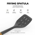 thumbnail image 6 of Large Silicone Cooking Utensils - Heat Resistant Kitchen Utensil Set with Wooden Handles, Spatula,Turner, Slotted Spoon, Pasta server, Kitchen Gadgets Tools Sets for Non-Stick Cookware (Black), 6 of 11