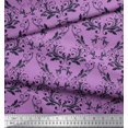 thumbnail image 3 of Soimoi Purple polyester Crepe Fabric Filigree Damask Printed Craft Fabric by the Yard 42 Inch Wide, 3 of 3
