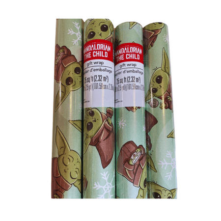 Star Wars Baby Yoda Wrapping Paper Jumbo Rolls, Birthday Christmas All Occasion Holiday Mandalorian Child Gift Wrap Roll Sheets Party Supplies Gifts Xmas Decorations(25 Sq Ft, 1 Roll)