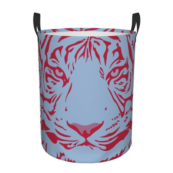 ZICANCN Laundry Basket Organizer, Tiger Art Pattern Blue Red Collapsible Hamper for Bathroom Bedroom Laundry Room, Small Size