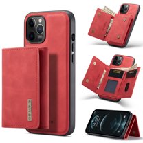 iPhone 12 Pro Max Wallet Case with Card Holder,Cover for iPhone 12 Pro Max 6.7" 2020, Allytech PU Leather Dustproof Kickstand Double Magnetic Clasp Removable Purse Cover for iPhone 12 Pro Max, Red