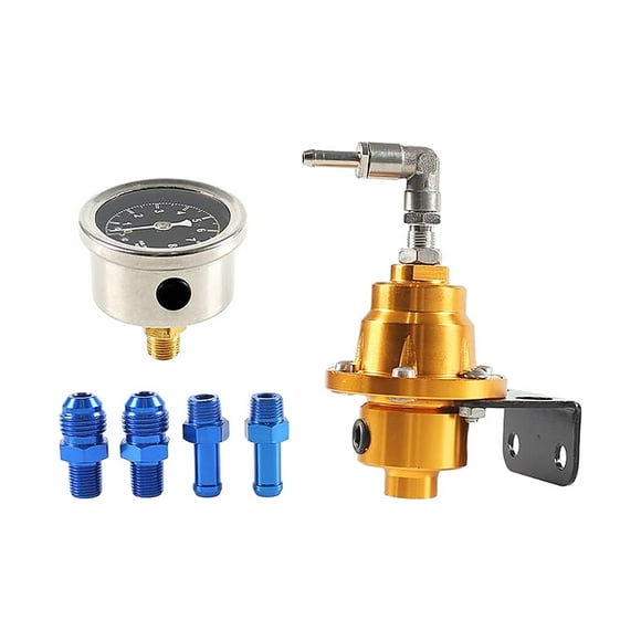 Youkk Universal Adjustable Car Fuel Pressure automotive fuel pressure regulator Regulator with Oil Kit 0-160 PSI。ALUMINUM 160 PSI 1:1 PRESSURE kPa OIL KIT gold