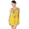 thumbnail image 3 of IBTOM CASTLE Women Ice Figure Skating Dress Ballet Dance Leotard Gymnastics Sequin Embroidery Gradient Chiffon Dress Dancewear XL Yellow, 3 of 8