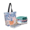 thumbnail image 2 of FORMRS Womens Canvas Tote Bag with Zipper Inner Pocket Shoulder Handbag, Pink Leaves, 2 of 7