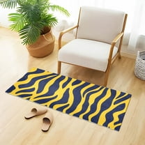 Yellow Zabra Skin Print Plush Carpet Non Slip Runner Rug Absorbent Bath Mat 39" x 20"