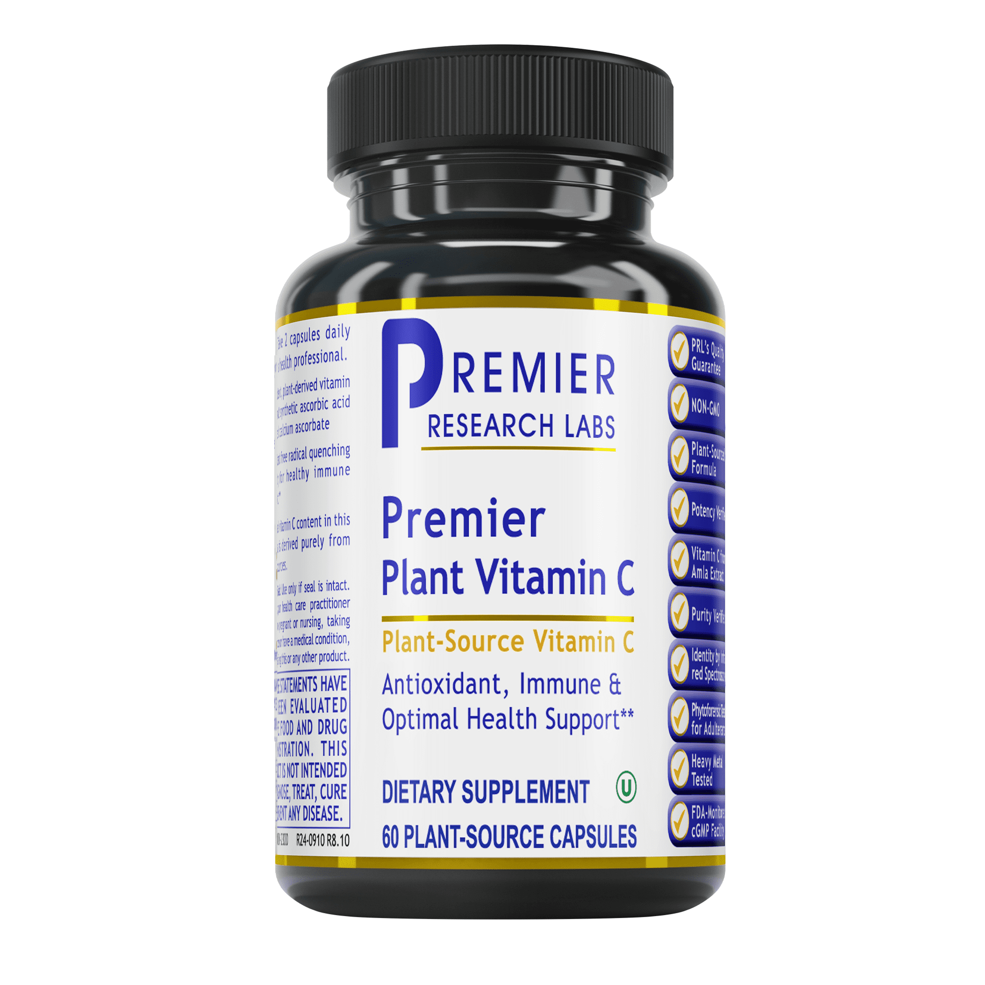 Premier Research Labs Vitamin C - Vitamin C Formula for Optimal Immune Health Support - Vegan, Non-GMO - 60 Plant-Source Capsules (30 Servings)