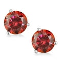 thumbnail image 2 of Gem Stone King 18K White Gold Martini Setting Stud Earrings for Women Men Round Red Moissanite (2.00 Cttw), 2 of 5