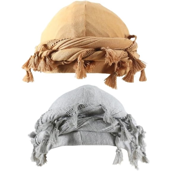 2 Pc Satin Lined Velvet Turban Head Wraps, Vintage Twist Design Unisex Headwear for Women & Men, All-Season Comfort