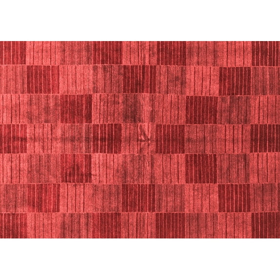 Ahgly Company Indoor Rectangle Checkered Red Modern Area Rugs, 2' x 4'