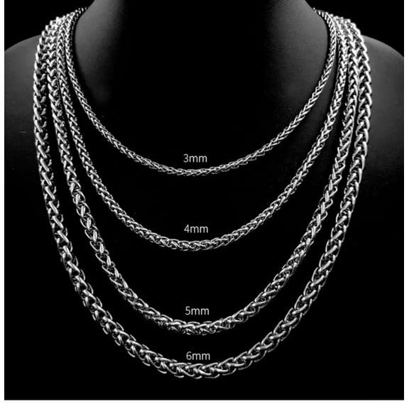 HNSP 3MM-8MM Thick STAINLESS STEEL TWIST CHAINS NECKLACE FOR MEN Women Jewelry Long Chain Pendant Accessories