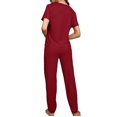 thumbnail image 5 of ZROVA Women's 2-Pack Summer Pajama Sets (4 Pieces) - Solid Color Short Sleeve Top & Long Pants Loungewear, Comfortable Casual Sleepwear for Home & Travel, 5 of 8