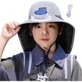 thumbnail image 3 of SGFCWSX Boys Sun Hat Kids Wide Brim UV Protection Solar Powered Cooling Fan Neck Flap Breathable Summer Outdoor Hiking Beach Bucket Hats Gray Free Size, 3 of 7