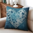 thumbnail image 3 of Valentines Day Blue Heart Series Throw Pillow Covers 18 X 18 Inch, 1 Pcs, Linen Study Sofa Cushion Cover Indoor Living Room Home Decor, 3 of 6