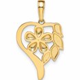 thumbnail image 3 of 14K Yellow & Rhodium And White Diamond-Cut Floral Heart Pendant (25.24 X 14.87) Made In Peru -Jewelry By Sweet Pea, 3 of 7