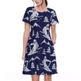 thumbnail image 1 of Easygdp Abstract Skiing para Vestido Transpirable de Mujer, Vestido Suelto de Manga Corta con Pliegues y Bolsillos para el Verano, 1 of 6
