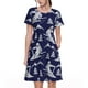 thumbnail image 1 of Easygdp Abstract Skiing para Vestido Transpirable de Mujer, Vestido Suelto de Manga Corta con Pliegues y Bolsillos para el Verano, 1 of 6