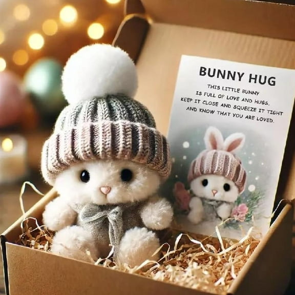 Mini Bunny Hug Easter Gift Bunny Plush Pocket Hug Rabbit Cards Positive