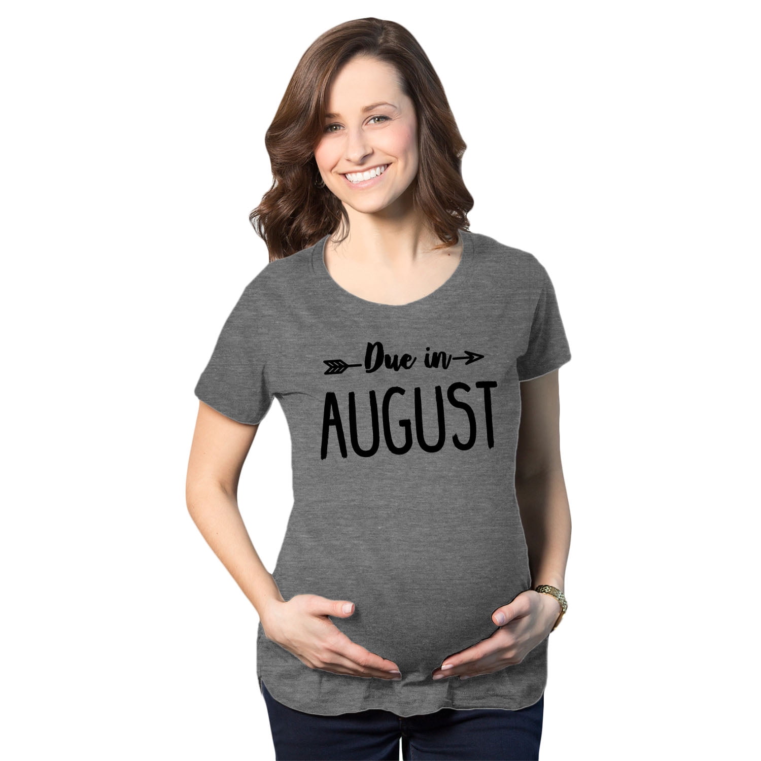 New Womens Motherhood Maternity Due In August Tank Top T-Shirt.