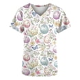 thumbnail image 5 of Craaazy Easter Clothes Women Casual V Neck Printed Soft Nursing Uniform Short Sleeve Tops with Pockets Gifts, 5 of 5