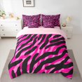 thumbnail image 2 of Manfei Zebra Striped 7-Piece Bedding Comforter Set,Woodland Animal King Bedding Sets,Pink Black Bed Sheets For Teens Girls,Super Cozy Room Decor Reversible, 2 of 8