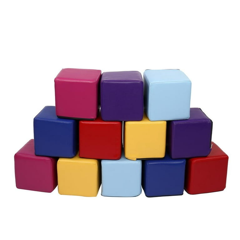 Soozier 12 Piece Soft Play Blocks Soft Foam Toy Building and Stacking  Blocks Non-Toxic Compliant Learning Toys for Toddler Baby Kids Preschool  Block