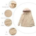 thumbnail image 3 of Women's Solid Mid Length Jacket With Large Collar And Warm Winter Coat,Size:L, 3 of 7