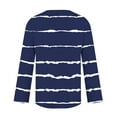 thumbnail image 5 of CLOISE Womens Blouses Fall Fashion Striped Shirts Button V-Neck Long Sleeve Blouses Casual Asymmetrical Color Block Tees Flowy Outfits Navy XL, 5 of 5
