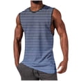 thumbnail image 2 of Yourumao Mens Workout Tank Tops Sleeveless Striped Tee Shirts Gradient Muscle T Shirts Gym Running Beach Loose Fit Tee, 2 of 5