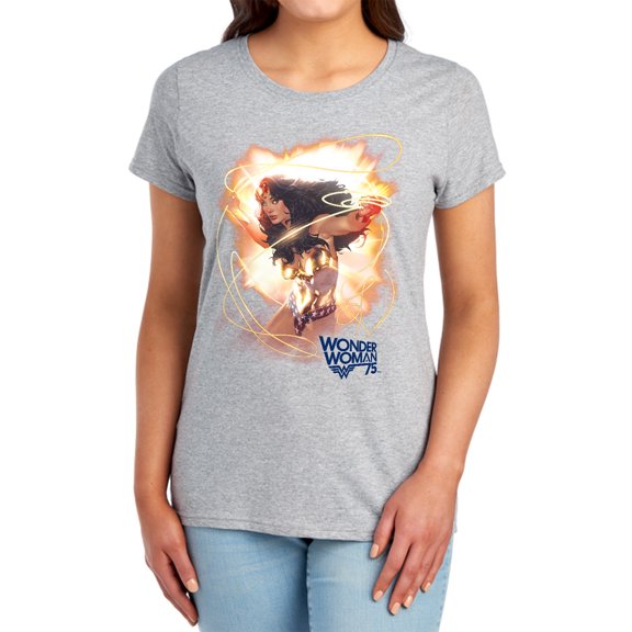 Wonder Woman 75Th Burst Women's T Shirt, Athletic Heather, Small