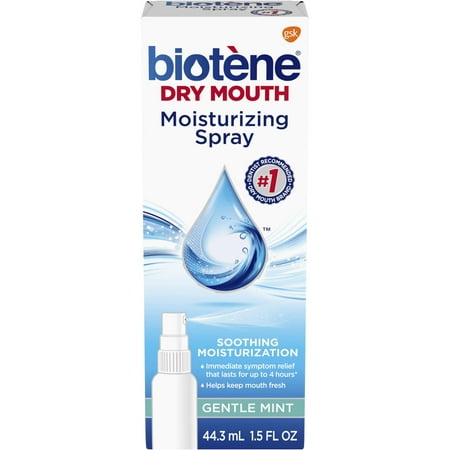 (3 pack) Biotene Gentle Mint Moisturizing Mouth Spray, Sugar-Free, for Dry Mouth and Fresh Breath, 1.5 (Best Remedy For Dry Mouth At Night)