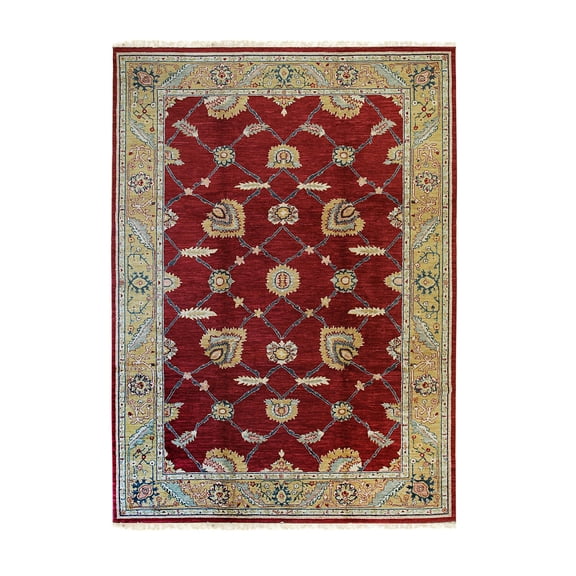 EORC Red Handmade Wool Traditional Oushak Rug, 10'2 x 14'3