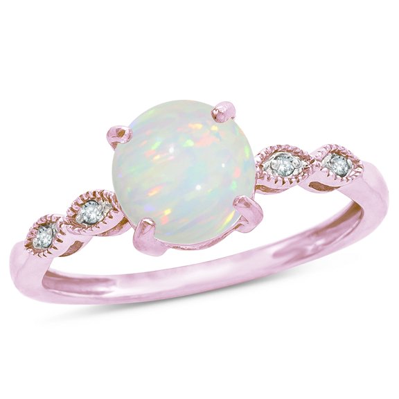 Star K� Round 7mm Genuine Opal Vintage Antique Look Engagement Promise Ring