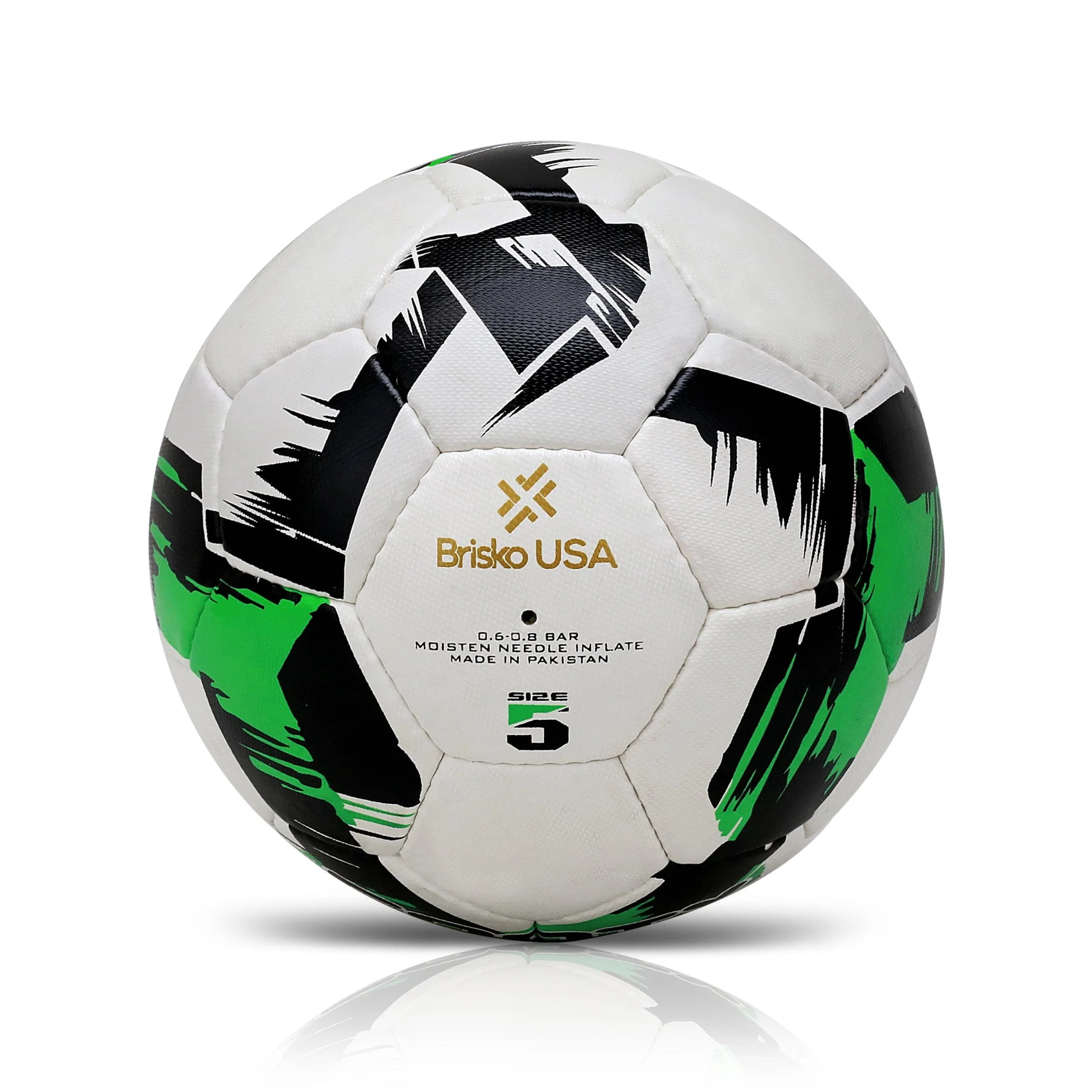 Brisko USA - Footy Premium Hand Stitched Green Soccer Ball Size 5 With Pump