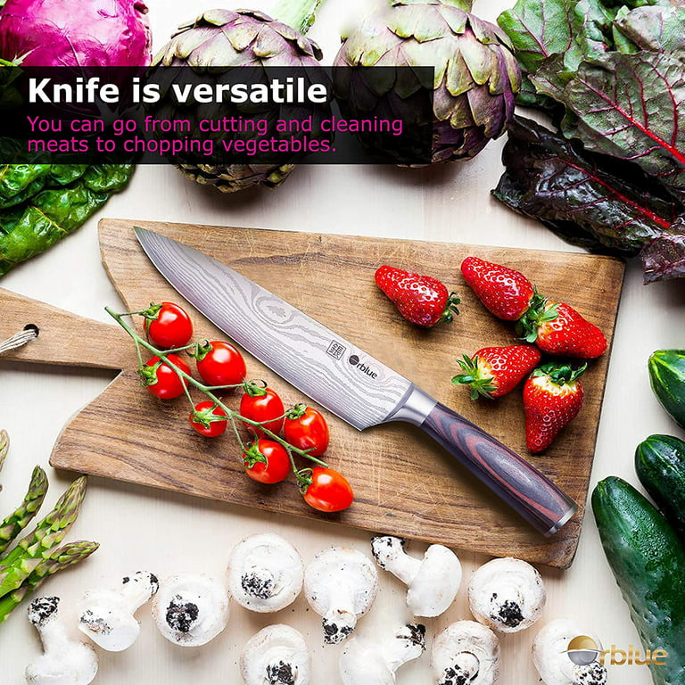 Orblue Chef Knife, 8-Inch High Carbon German Stainless Steel Chef's and Kitchen  Knife 