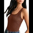 thumbnail image 2 of Camisetas Sin Mangas para Mujer, de Punto, con Cuello en U, Básicas e Informales de Verano. Marrón Oscuro L, 2 of 9