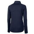 thumbnail image 3 of Women's Cutter & Buck Navy Detroit Tigers  DryTec Adapt Eco Knit Stretch Recycled Raglan Half-Zip Top, 3 of 3
