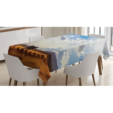 

Western Decor Tablecloth Horse in Monument Valley Open Sky with Clouds in Arizona America Landscape Rectangular Table Cover for Dining Room Kitchen 60 X 84 Inches Cream Blue by Ambesonne