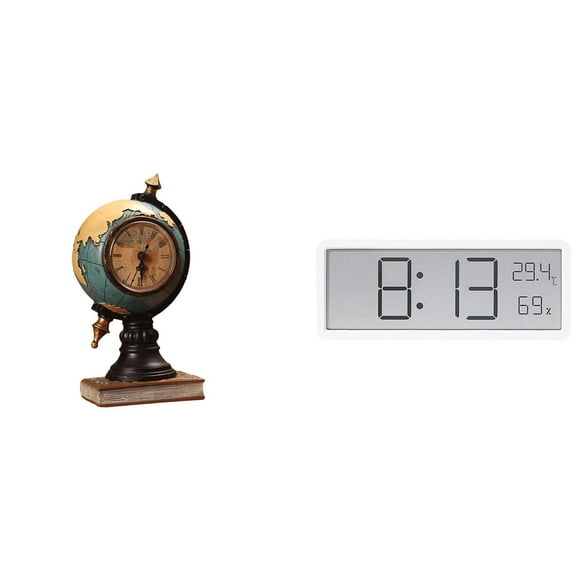 Reloj de mesa con figura, pantalla digital grande, temperatura y humedad. Adorno artístico para oficina, dormitorio, estante o armario.