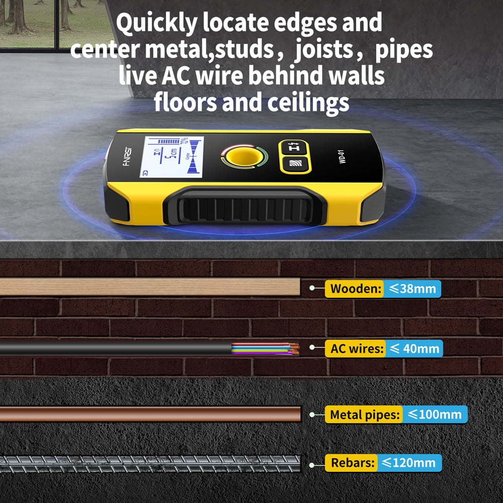 Drill Hole Positioning Tool Tool Portable Handheld Wall Detector Scanner Wooden AC Wires Metal Pipes Rebars Detecting Tool Indicator Light Drill Hole Positioning Tool