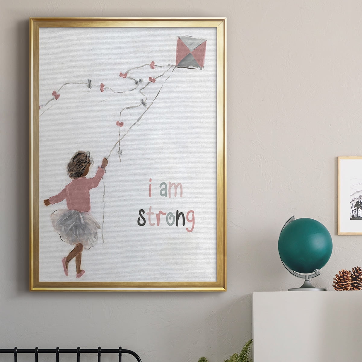 Girl Flying Kite Premium Framed Print - Ready to Hang