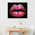 thumbnail image 2 of Nawypu  Black and Pink Lips Canvas Wall Art Fashion and Glam Poster Sexy Red Lip Picture Gallery Wrap for Bathroom Bedroom Makeup Room Wall Decor, 2 of 4