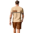 thumbnail image 5 of Sewkxo Men's Summer Casual 2 Piece Crew Neck Outfits Short Sleeve Shirt and Shorts Sets Beach Vacation,Light Brown L, 5 of 7