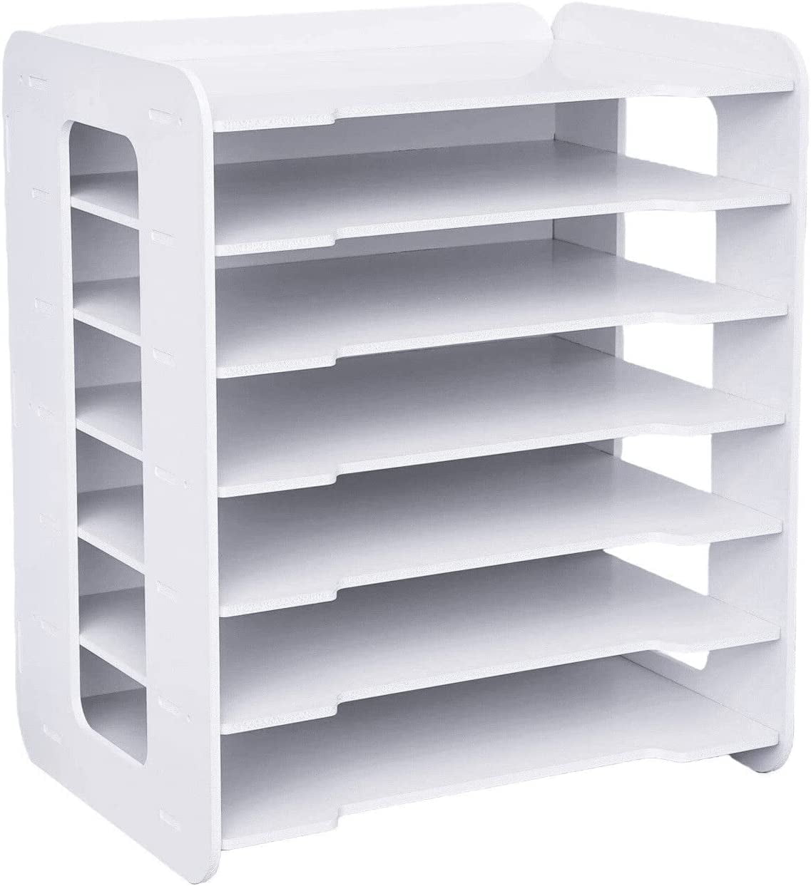 7 Tier Literature Organizer Rack Horizontal Organizer for Home White