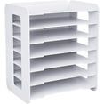 thumbnail image 4 of 7 Tier Literature Organizer Rack Horizontal Organizer for Home White File Holder Office Desk Mail Letter Tray & Paper Sorter Document Notebooks Storage Rack, 4 of 7